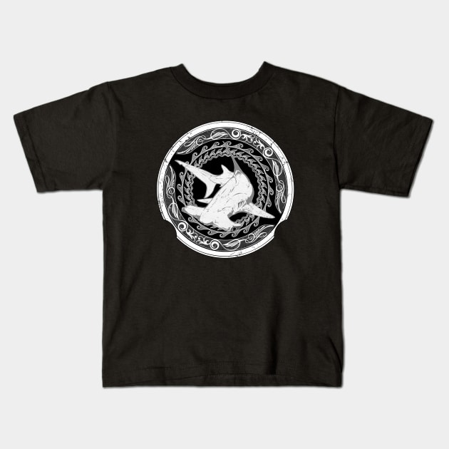 Hammerhead Shark Diving Bimini Kids T-Shirt by NicGrayTees